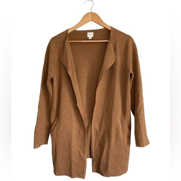 J. Crew Factory Camel Tan Oversized Sweater Blazer Soft Cozy Large Pockets Sz XS - Picture 1 of 11